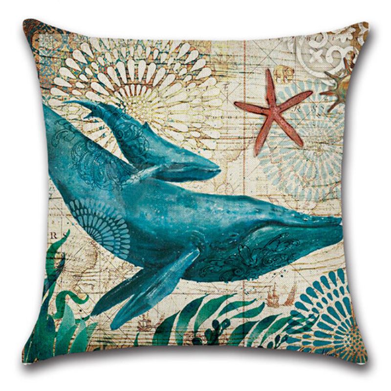 1 Stk Havskilpadde Seahorse Whale Octopus Pute Hold Putetrekk Poser Hjem Bildekor