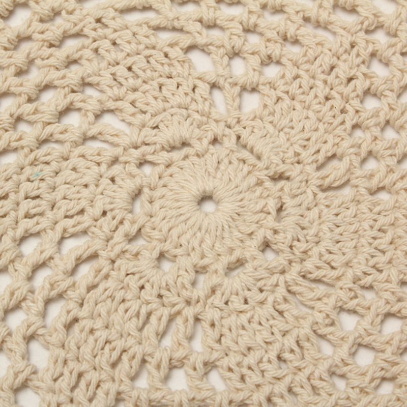 12 Stk 20 cm Vintage Beige Bomullsunderlag Håndheklede Undersider Blondeapplikasjon