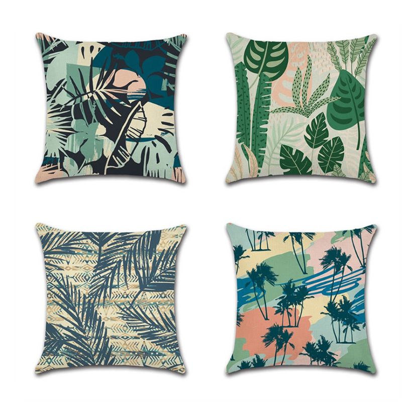 18-tommers Tropisk Palmeblad Putetrekk Floral Home Decor Fargerikt