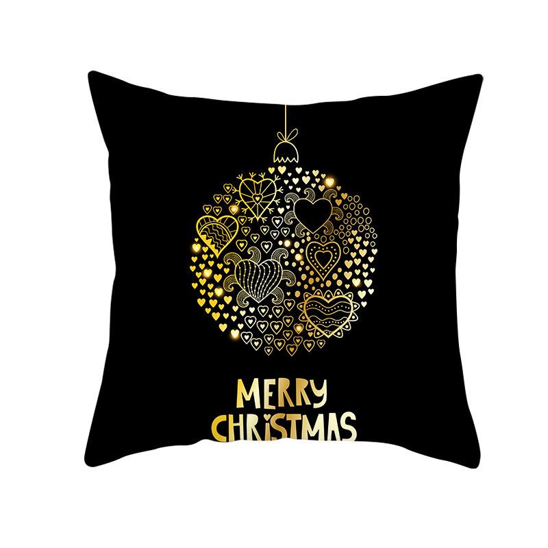 Golden Black Christmas Series Microfiber Putetrekk Hjemmesofa Vintermykt
