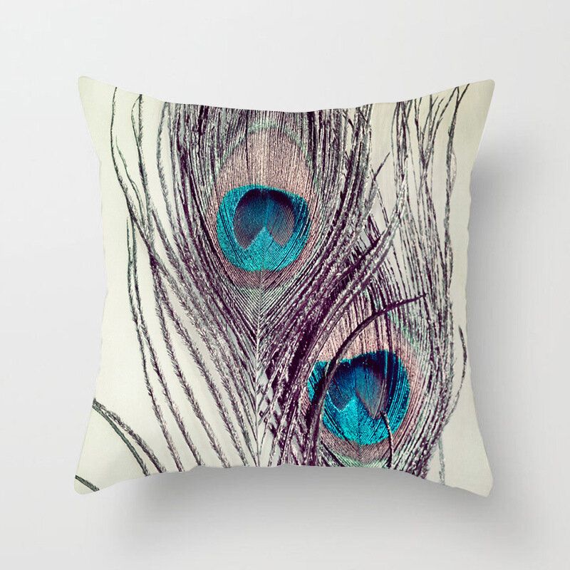 Peach Skin Peacock Feather Putetrekk Sofa Bil Kontor Home Decor