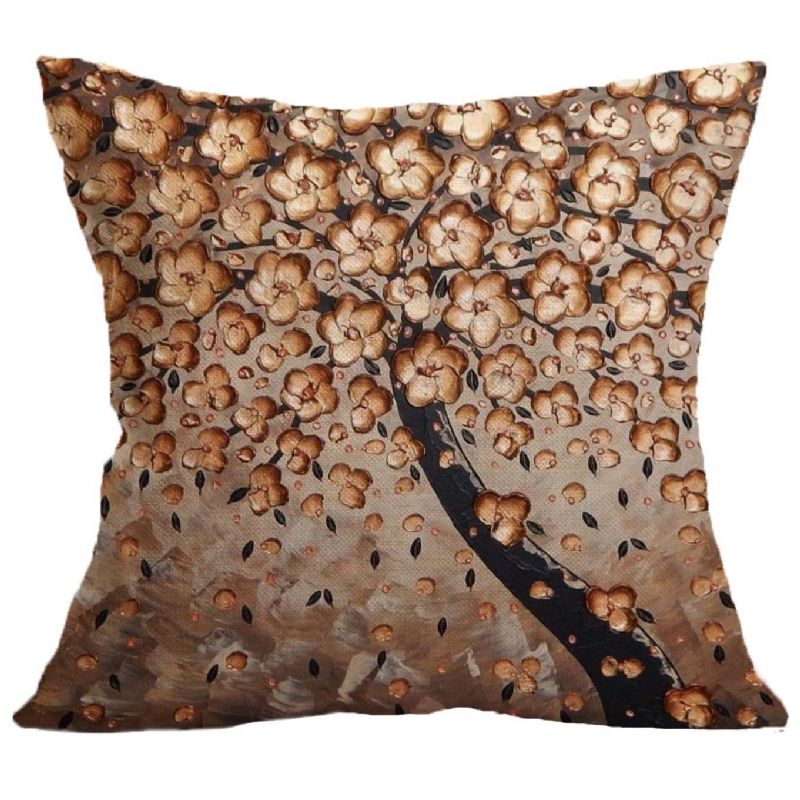 Tredimensjonalt Tre Creative Painting Lin Putetrekk Sofa Hjem Pute