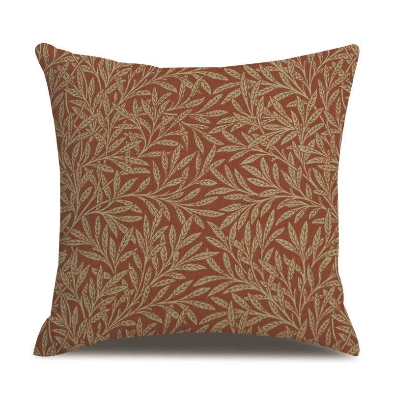 Vintage Europeisk Stil Plant Print Lin Putetrekk Hjem Sofa Kontor Midje