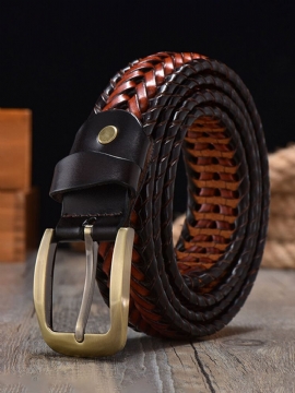 Jassy 105-125 cm Lær Håndvevd Vintage Uformelt Nålspenne Hulbelte