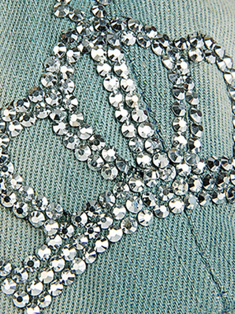 Dame Denim Rhinestone-dekorert Kronemønster Med Ødelagt Hull Uformelt Solseil Baseballcapser
