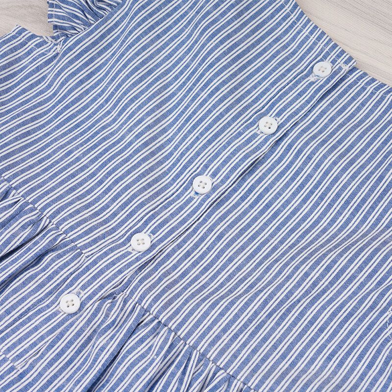 Girl's Flying Sleeves Bowknot Stripete Print Uformell Kjole For 1-5y