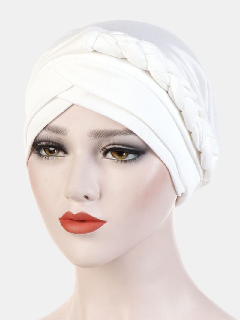 Jassy Milk Silk Ensfarget Bandana Hat Beanie Hat