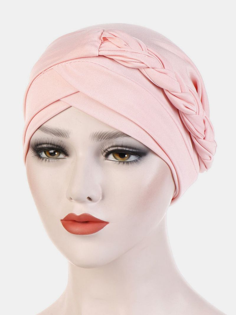 Jassy Milk Silk Ensfarget Bandana Hat Beanie Hat