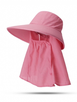 Kvinner Sommer Solkrem Ensfarget Ansikt Musk Hat Outdoor Casual Avtagbar Hat