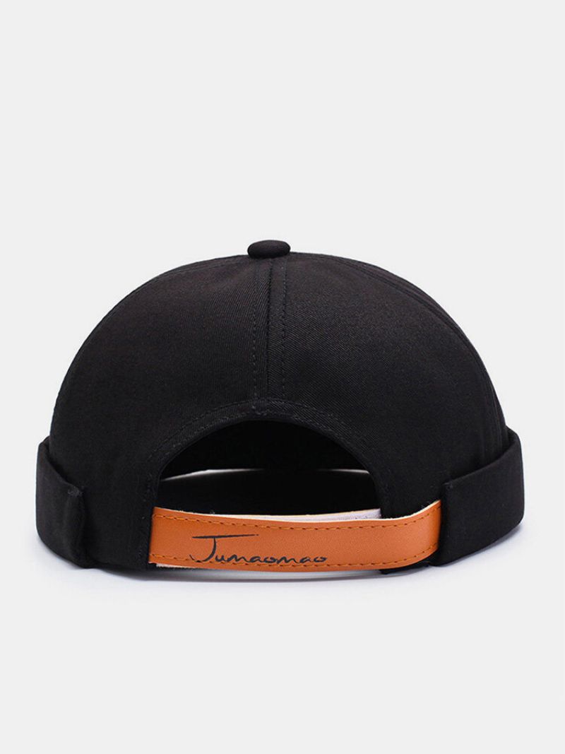 Unisex Bomull Kinesiske Broderibokstaver Stålforsegling Vintage Trendy Brimless Beanie Utleier Cap Skull Cap