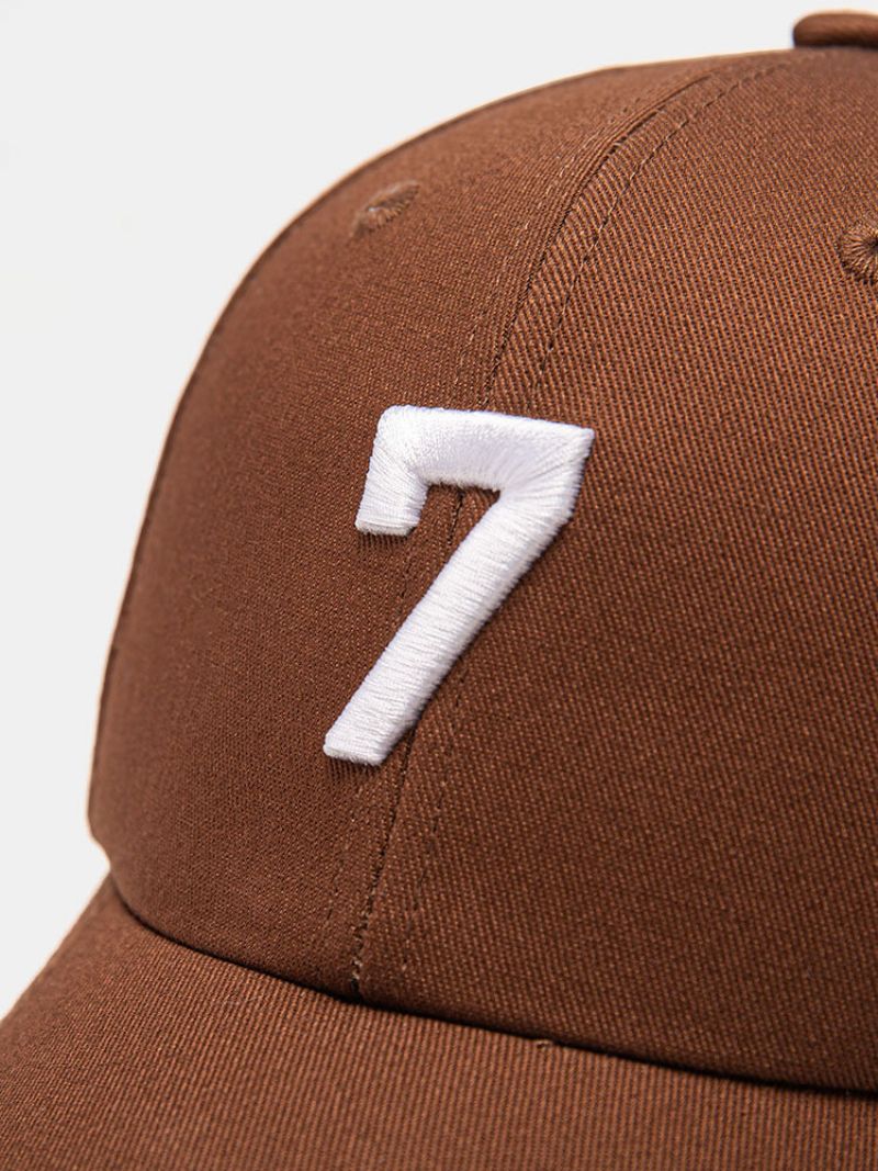 Unisex Bomull Nummer 7 Mønster Tredimensjonalt Broderi Mote Solskjerming Baseballcapser