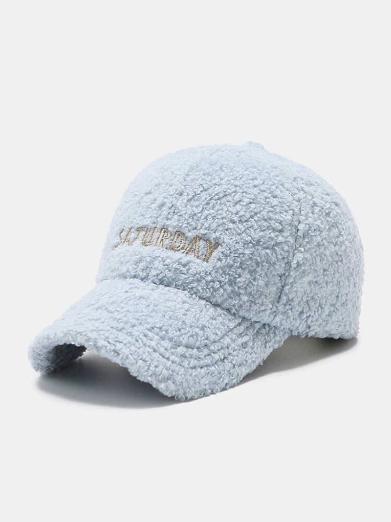 Unisex Lammeull Plysj Farge Kontrast Brevbroderi Mote Varme Baseball Cap
