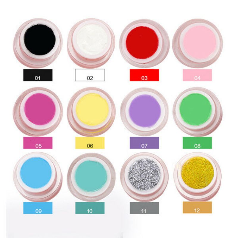 12 Farger 3d Utskåret Uv Gel Polish Builder Nail Art Diy Maling Kreativ Manikyr