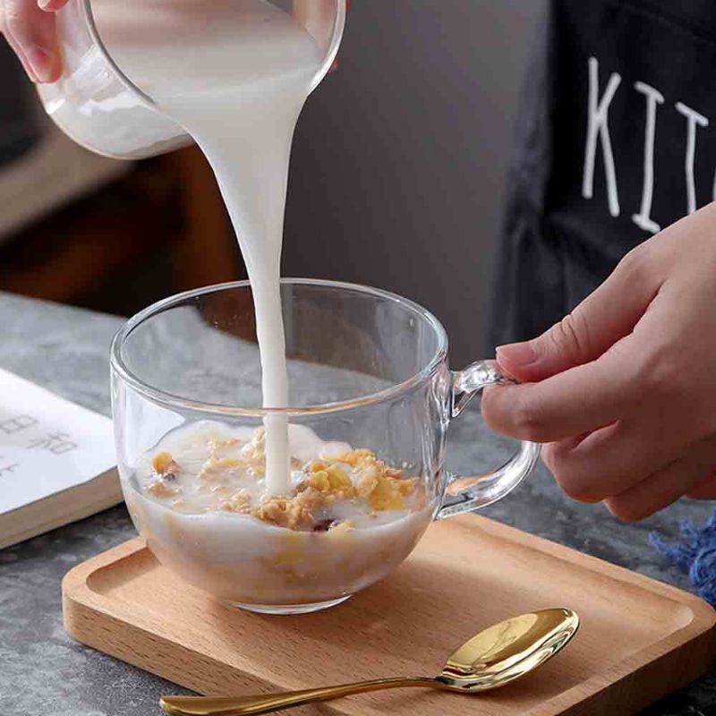 Delikat Vakkert Stort Glass For Plassering Av Melkekorn Vann Creative Juice Cup Med Fortykkelse Av Bunnen