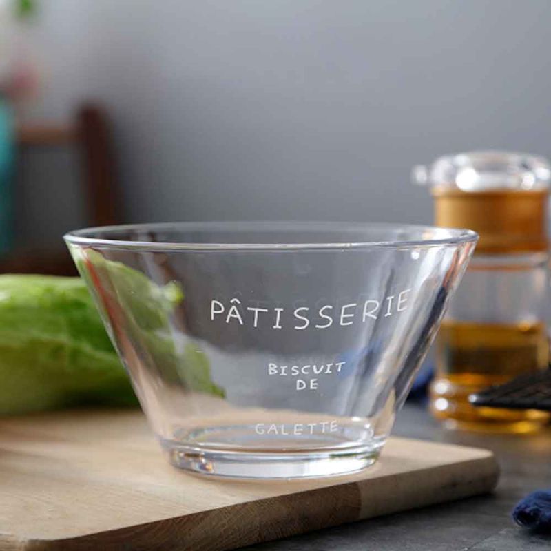 Glass Fruktsalatskål Gjennomsiktig Bolle Dessert Grønnsakis Nudelskål For Husholdning Med Gafler