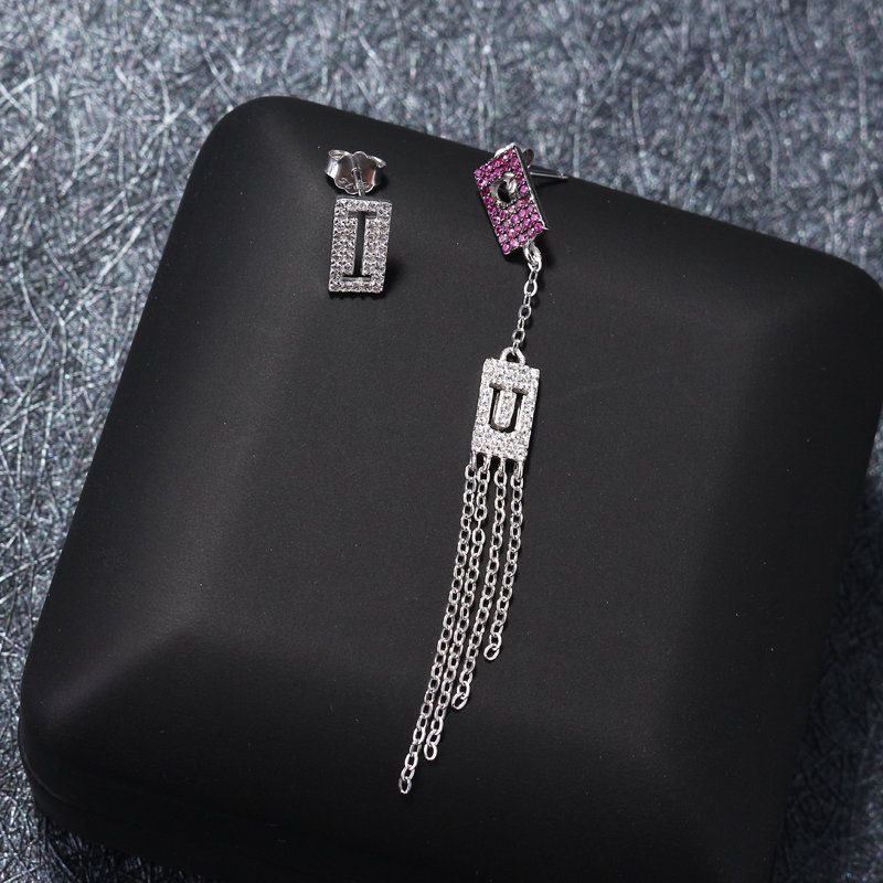 925 Sterling Sølv Hjerte Øredobber Bokstaven (i Love You) Lange Dusker Drop Diamant