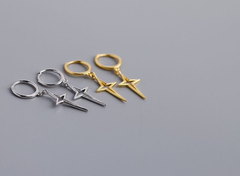 925 Sterling Sølv North Star Øredobber Gull Eller