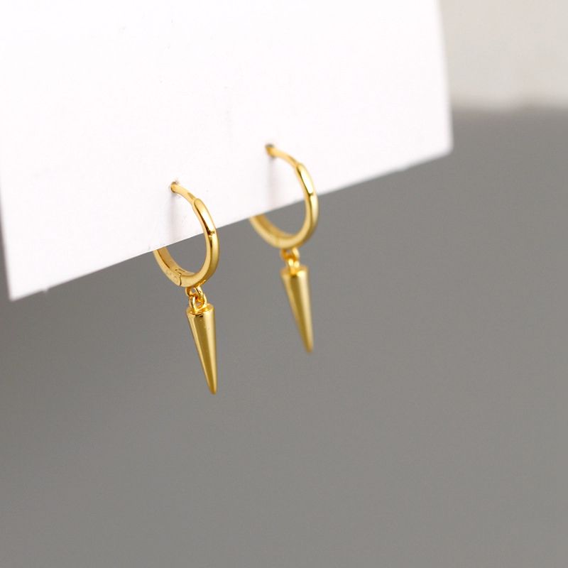 Gull Eller 925 Sterling Sølv Spike Hoop Øredobber Hoops
