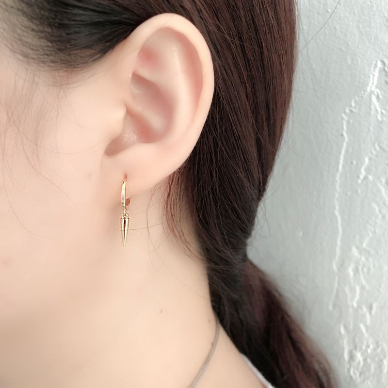 Gull Eller 925 Sterling Sølv Spike Hoop Øredobber Hoops