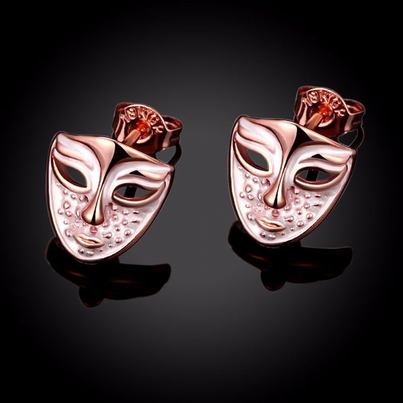 Inalis® Simple Style Rose Gold Mask Oil Drip Unisex Øredobber