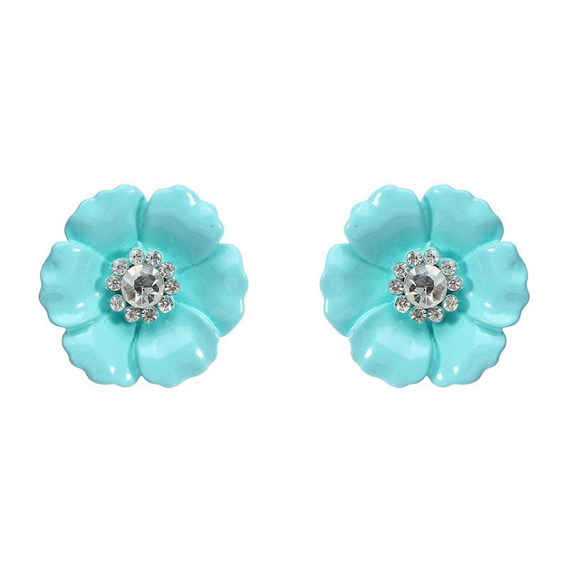Jassy® Candy Color Flower Ear Stud Lovely Style Rhinestone Crystal Elegante Øredobber Gave Til Jente
