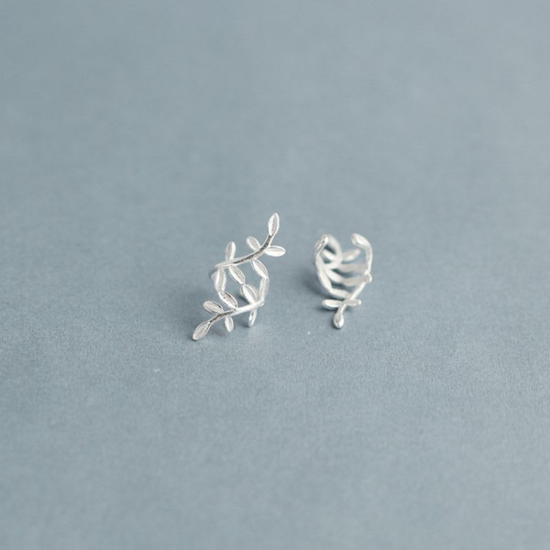 Mote 925 Sterling Sølv Wrap Leaf Brusk Øredobber Ingen Piercing Ear Climber For Kvinner