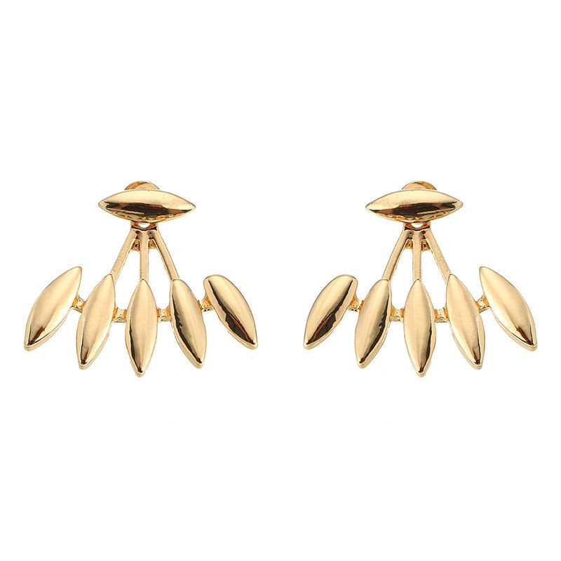 Trendy Leaf Punk Gull Sølv Ear Stud Spiky Spike Claw Kvinner Øredobber