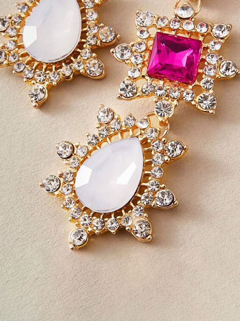 Vintage Barokk Innlagt Rhinestone Geometrisk Form Patchwork Lang Dusk Legering Akryl Øredobber