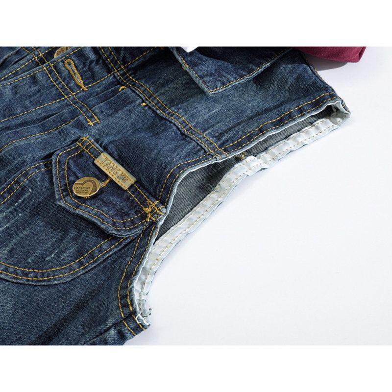 Herre Vintage Denim Avtakbar Hette Mørkeblå Ermeløs Mote Fritidsvest