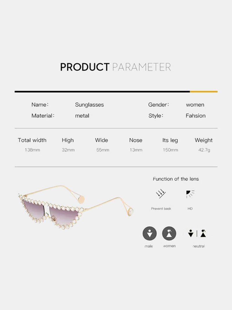 Kvinner Metal Pc Innlagt Rhinestones Cat Eye Innfatning Tonet Linse Solskjerm Uv-beskyttelse Solbriller