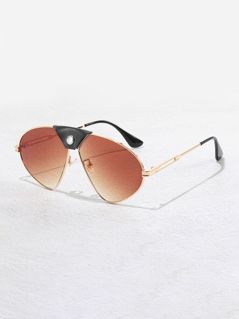 Unisex Spesialformet Metall Patchwork Pu Hd Anti-uv Solbriller