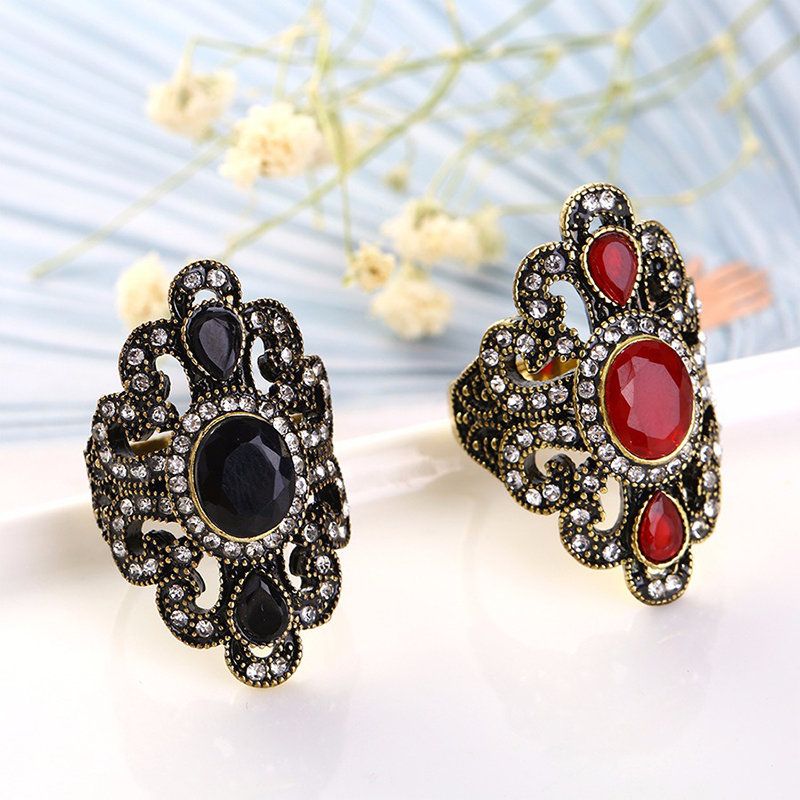 Vintage Fingerringer Edelsten Rhinestone Hul Ovale Geometriske Ringer Etniske Smykker For Kvinner