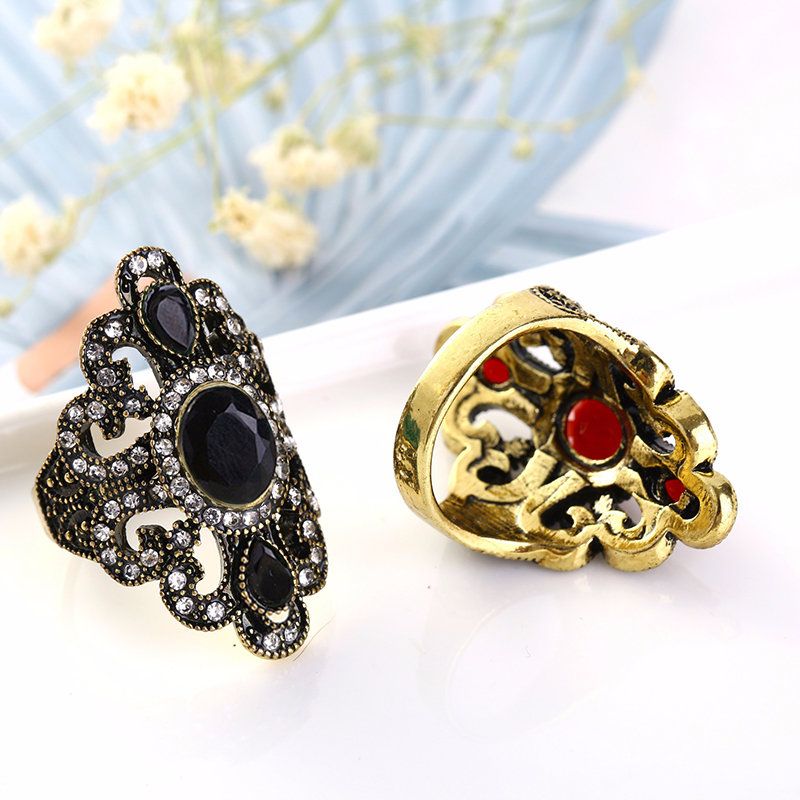 Vintage Fingerringer Edelsten Rhinestone Hul Ovale Geometriske Ringer Etniske Smykker For Kvinner