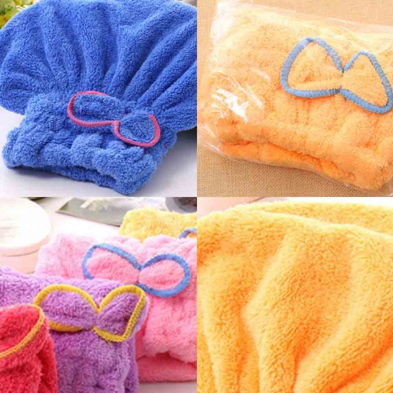 Coral Fleece Dusjhette Vann Fløyel Søt Tørt Hårhette Fortykning Koreansk Badehette Med Hette