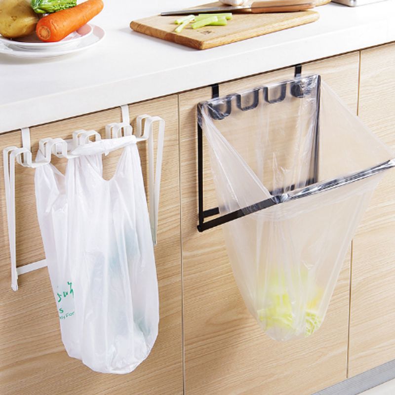 Minimalistisk Dør Tilbake Hengestil Plast Søppelpose Holder Supporter Husholdning Kjøkken Tilbehør Verktøy