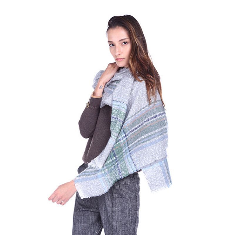 Fiberskjerf For Kvinner Stripete Dusker Sjal Og Skjerf Patchwork Tykking Varmt