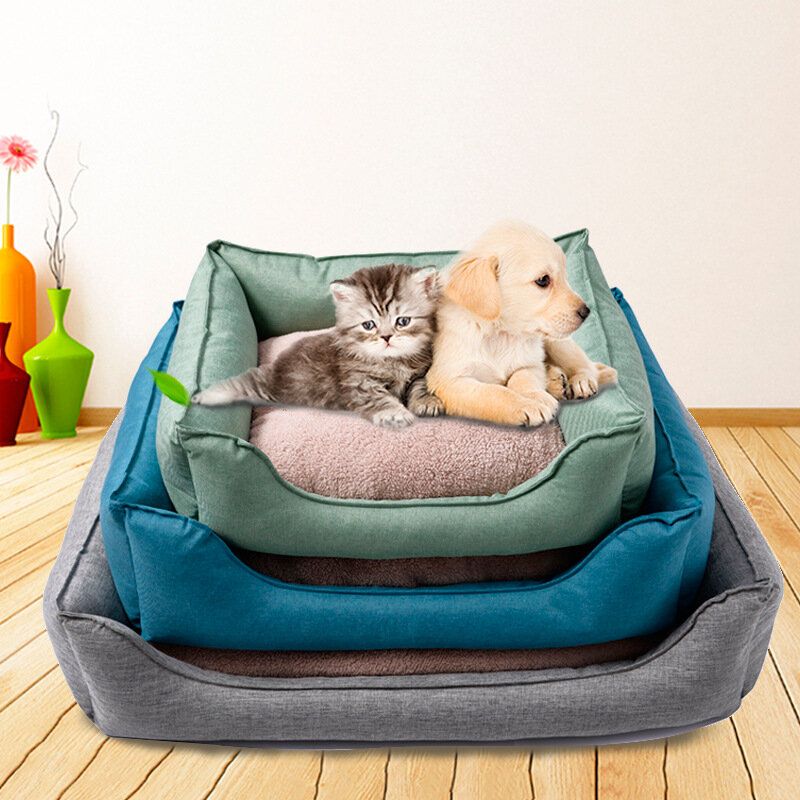 3 Farger Plysj Oxford Stoff Kjæledyr Sovesofa Kennel Hund Katt Anti-ripe