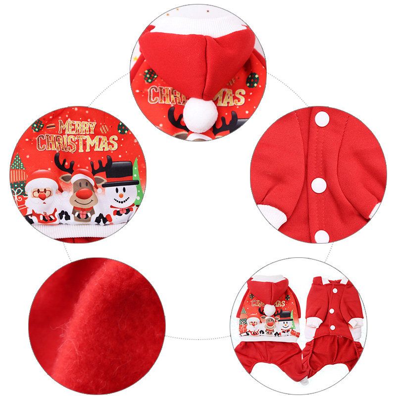 Christmas Pet Hund Hettegenser Kostyme Valp Varm Frakk Julegave