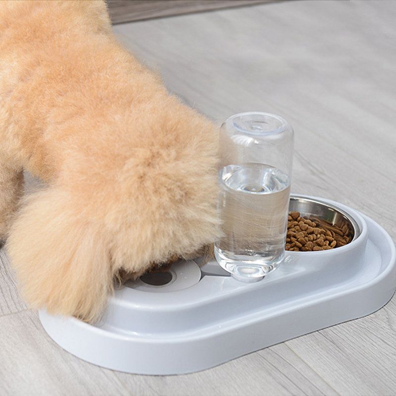 Kjæledyrring Automatisk Vannkontinuerlig Dobbelskål Rustfritt Stål Risbollebeholder Katt Hund Universal