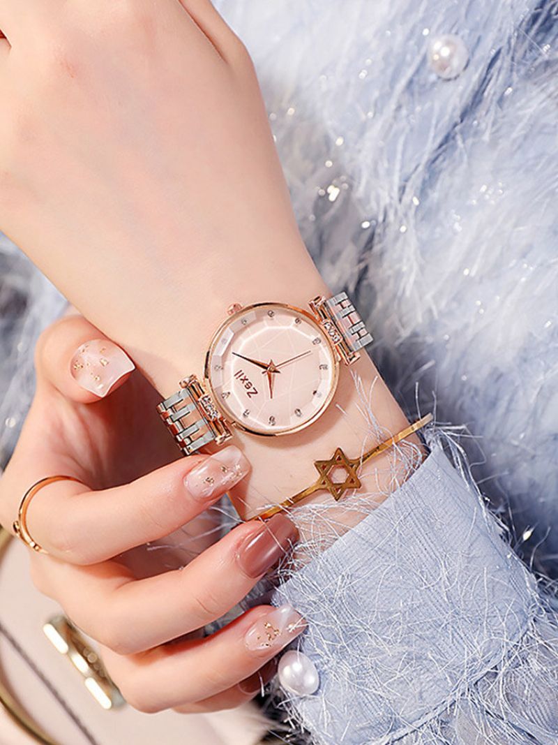 4 Farger Alloy Dame Trendy Watch Innlagt Rhinestone Dial Dekorativ Pointer Quartz