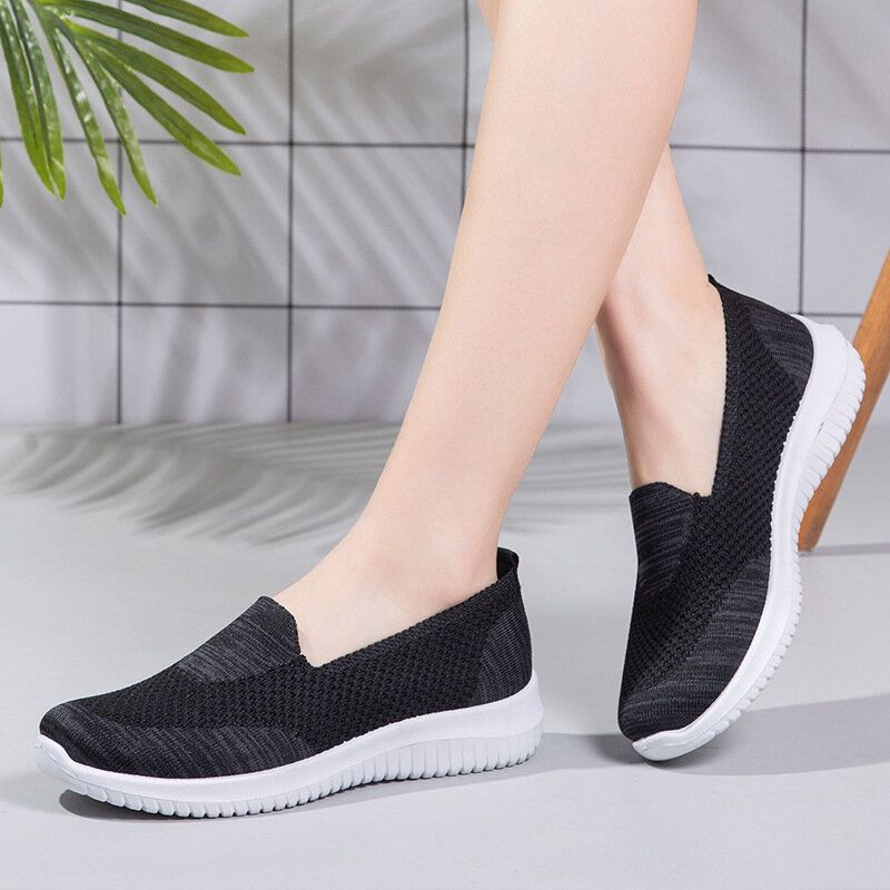 Dame Komfortable Mesh Slip On Pattern Sport Walking Sko