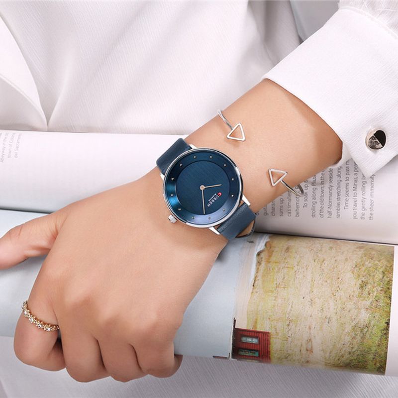 Dameklokker Luxury Leather Dame Quartz Armbåndsur Casual Vanntett Dameklokke