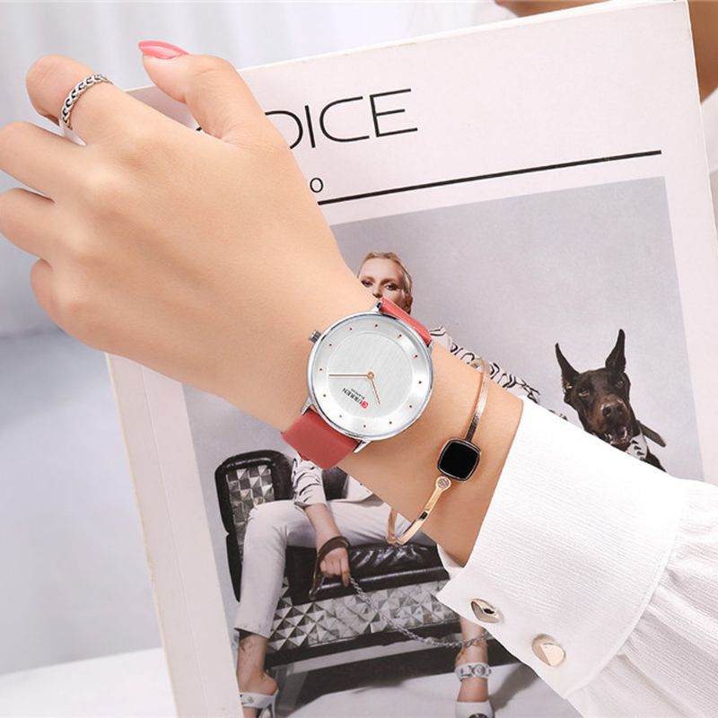 Dameklokker Luxury Leather Dame Quartz Armbåndsur Casual Vanntett Dameklokke