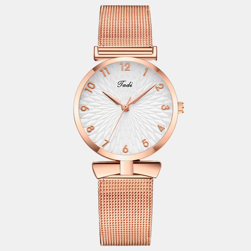 Enkel Elegant Dame Klokke Hellegering Band Unik Design Skive Justerbar Lås Kvarts