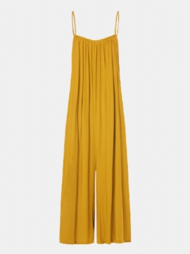 Ensfarget Stropp Bred Ben Plus Size Løs Jumpsuit For Kvinner