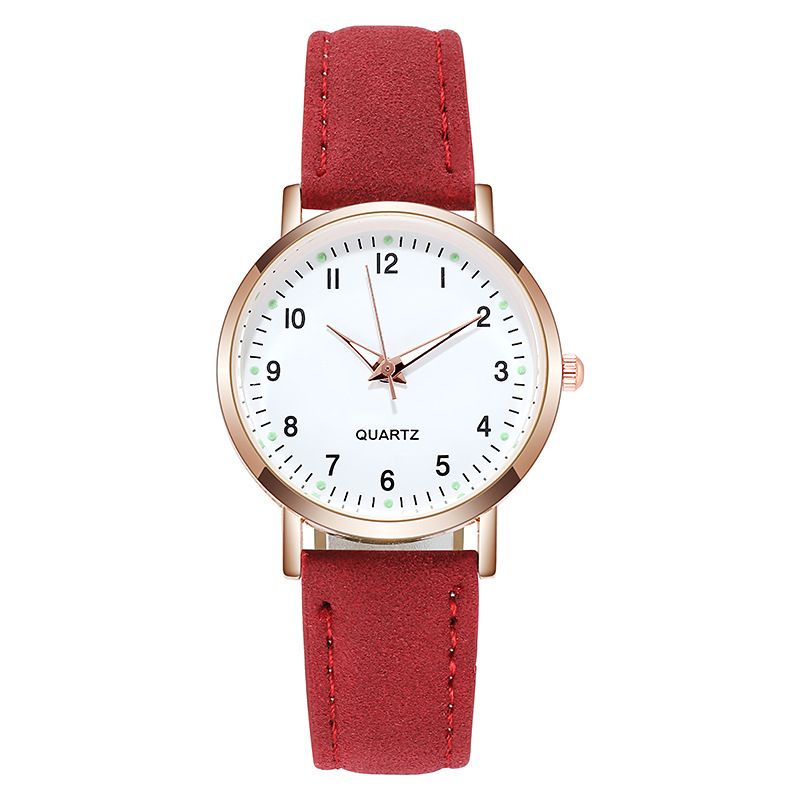 Fashion Luminous Watch Dame Enkel Digital Retro Nubuck Leather Casual Quartz