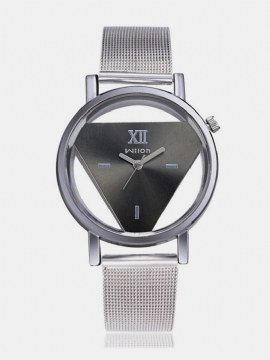 Fashion Triangle Quartz Watch Dobbeltsidig Hulklokke I Rustfritt Stål Dameklokke