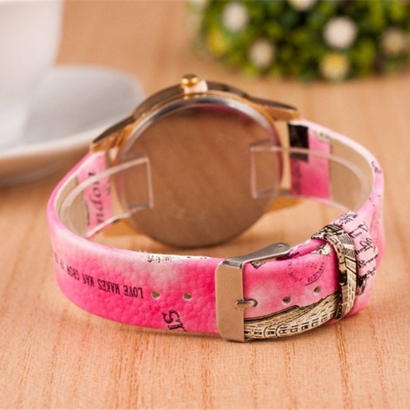 Full Rhinestone Flower Leather Watch Lady Casual Floral Quartz Armbåndsur Gave Til Henne
