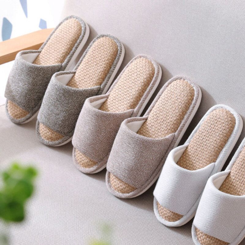 Herre Linen Slip On Bedroom House Tøfler