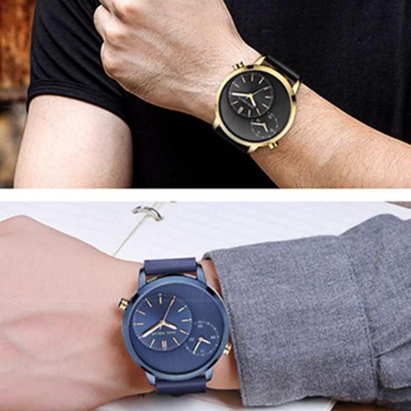 Importert Urverk Herreklokke Leisure Luminous Crystal Cover Watch Med Dobbel Bevegelse